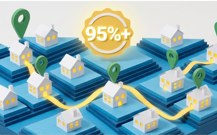95% Postage Accuracy is required with Canada Post for best rates. This image shows a 95% accuracy symbol amongst illustrated homes and streets